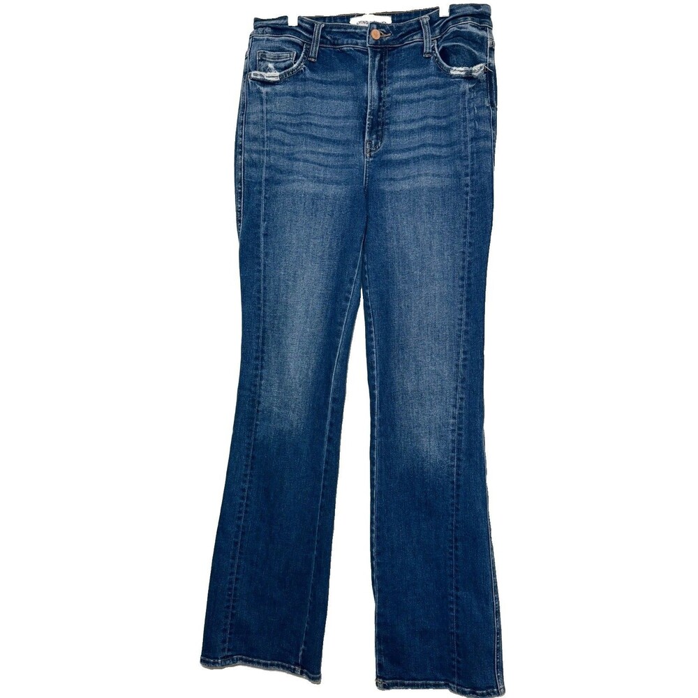 Flying Monkey Jeans Womens 32 High Rise Bootcut Blue Stretch Distressed Denim
